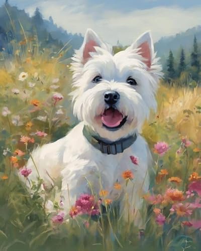 Malen nach Zahlen Kit für Erwachsene Kinder Anfängeri Westie Hund Tier West Highland Terrier Hund Moderne Kunst Malerei einzigartiges Geschenk Home Decoration Malerei von ZMHZMY