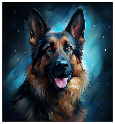 Malen nach Zahlen für Erwachsene, Anfänger,Deutscher Schäferhund,digitales Kunstzubehör, Zahlenmalerei, DIY-Geschenke, Kunsthandwerk, 40x50cm von ZMHZMY