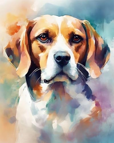 Malen sie nach Nummer kit Beagle-Hund Malen nach Zahlen DIY Ölgemälde Leinwand drucken Wandkunst Home Decoration, Acrylpigment für Gemälde,40x50cm von ZMHZMY