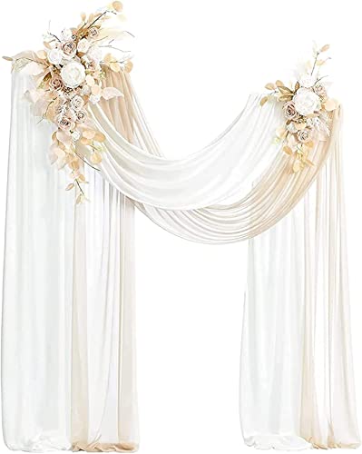 Hochzeitsbogen-Drapierung, Chiffon-Stoff-Drapierung, 2 Stück künstliche Rosen-Girlanden mit Hochzeitsbogen-Drapierung for Hochzeitsfeier-Zeremonie-Babyparty-Hintergrund-Dekor von ZMQU