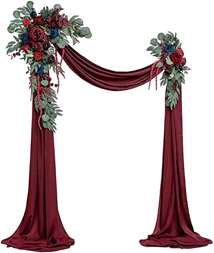 Hochzeitsbogen-Vorhänge, Chiffon-Stoffvorhänge, mit Drapierungsstoff, künstliche Blumen mit Chiffon-Hochzeitsbogen-Vorhängen, Lauben-Blumenarrangement for die Hochzeitsfeier-Zeremonie von ZMQU