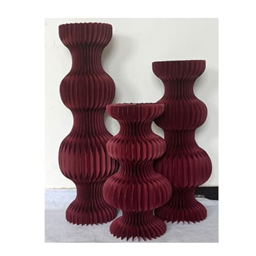 Kuchenständer, Desserttisch, 3 Zylinder-Sockelständer, Zylinderständer, Bodenpflanzentische, faltbare römische Säule aus Papppapier for Hintergrunddekorationen (Rosa)(Red a) von ZMQU