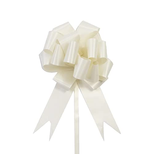 Zugschleife, Geschenkpapier-Schleifen, 10 Stück, Hochzeits-Zugschleifenbänder, Blumenauto-Geschenkverpackung, Geburtstags-Events, Partyzubehör, Valentinstag (rot)(Cream Color) von ZMQU