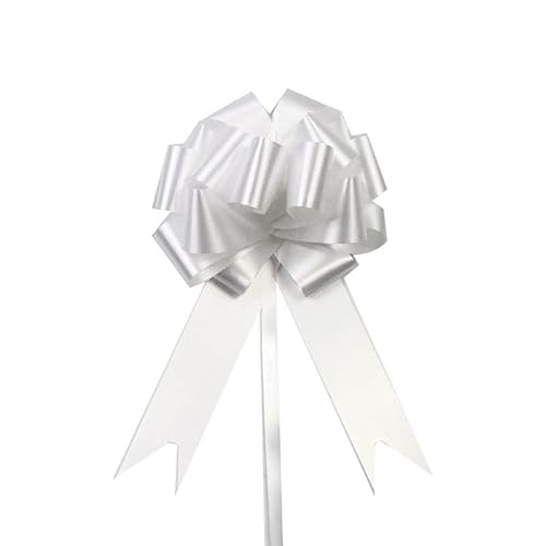 Zugschleife, Geschenkpapier-Schleifen, 10 Stück, Hochzeits-Zugschleifenbänder, Blumenauto-Geschenkverpackung, Geburtstags-Events, Partyzubehör, Valentinstag (rot)(Pure White) von ZMQU