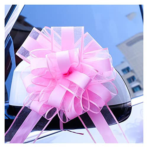 Zugschleife, Geschenkpapier-Schleifen, 10 Stück extra große Schleife for Autotürgriffe, DIY-Zugschleifen zu Weihnachten, Hochzeits-, Heim- und Party-Dekoration (Gold)(Pink) von ZMQU