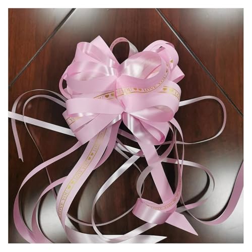 Zugschleife, Geschenkpapier-Schleifen, 10-teiliges Druck-DIY-Bänder, große Zugschleife, Blumenverpackungen for Hochzeitsauto/Geburtstagsparty-Dekoration, Box-Dekor (rot)(Pink) von ZMQU