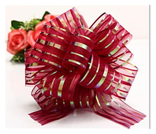 Zugschleife, Geschenkpapier-Schleifen, 15 Stück große Zugschleifen, Hochzeits-, Auto-Dekoration, Ehezimmer, Weihnachtsdeko, Geschenkverpackungsbänder (rot)(Wine Red) von ZMQU