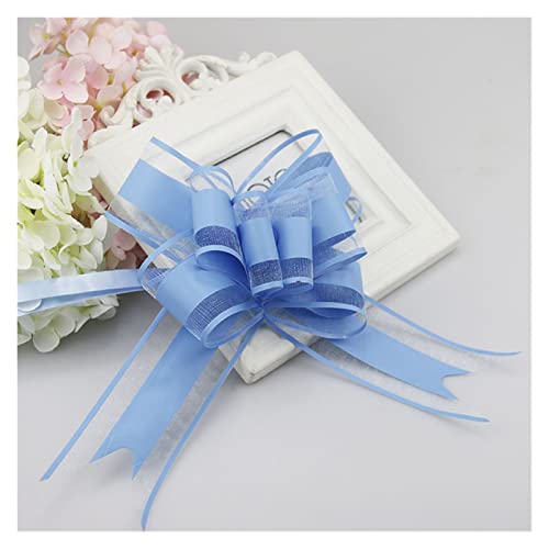 Zugschleife, Geschenkpapier-Schleifen, 20 Stück, Dekor, Geschenk, handgezeichnete Blumen, Dekoration, Hochzeit, Auto, Geschenkverpackung, Zugschleifenbänder, Kunststoff, Party, DIY, festlich (blau)(Pl von ZMQU