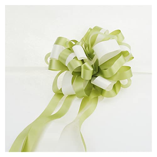 Zugschleife, Geschenkpapier-Schleifen, 5 Stück Hochzeitsbänder, 5 Stück Zugschleifenbänder, Hochzeits-Geburtstags-Party-Dekor, Geschenkverpackung, Heimdekor, DIY-Auto-Blumenband (rot)(Green) von ZMQU