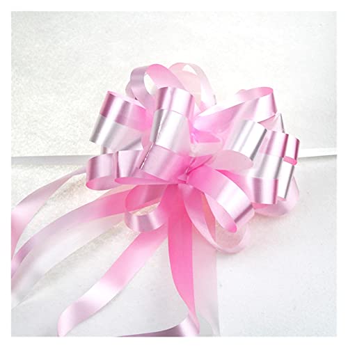 Zugschleife, Geschenkpapier-Schleifen, 5 Stück Hochzeitsbänder, 5 Stück Zugschleifenbänder, Hochzeits-Geburtstags-Party-Dekor, Geschenkverpackung, Heimdekor, DIY-Auto-Blumenband (rot)(Pink) von ZMQU