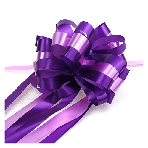 Zugschleife, Geschenkpapier-Schleifen, 5 Stück Hochzeitsbänder, 5 Stück Zugschleifenbänder, Hochzeits-Geburtstags-Party-Dekor, Geschenkverpackung, Heimdekor, DIY-Auto-Blumenband (rot)(Purple) von ZMQU