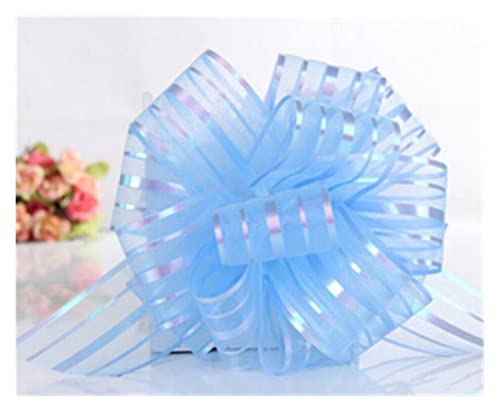 ZMQU Zugschleife, Geschenkpapier-Schleifen, 50 Stück große Zugschleife, Hochzeits-, Auto-Dekoration, Ehezimmer, Weihnachtsdeko, Geschenkverpackungsbänder (rot)(Light Blue) von ZMQU