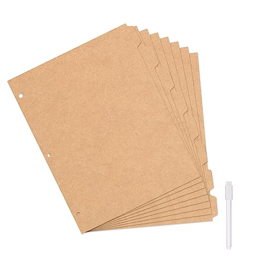 zmybcpack 3 Ringbuch-Trennblätter mit Tabs, 12 Sets, 8-Tab Kraftpapier Binder Trennwand, 3-Lochstanz-Seitenteiler, Binder Index Trennblätter Briefgröße für Schule, Uni, Büro (insgesamt 96 von ZMYBCPACK