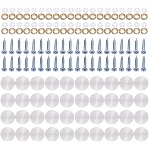 40 Stück Stahlglas-Schraubenabdeckungen, dekorative Kappen Korrosionsschrauben mit Kappen für Badezimmer, Küche, Kunst und Handwerk 40 Stück Stahlglas-Schraubenabdeckungen, dekorative Kappen Korrosionsschrauben mit Kappen für Badezimmer, Küche, Kunst und Handwerk von ZMYING