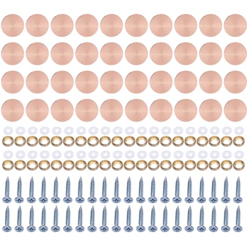 40 Stück Stahlglas-Schraubenabdeckungen, dekorative Kappen Korrosionsschrauben mit Kappen für Badezimmer, Küche, Kunst und Handwerk 40 Stück Stahlglas-Schraubenabdeckungen, dekorative Kappen Korrosionsschrauben mit Kappen für Badezimmer, Küche, Kunst und Handwerk von ZMYING