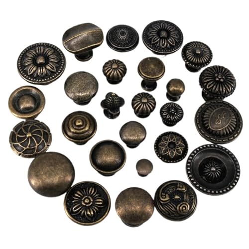 ZNQDKJVU 1x Antike Metallgriffe Retro Bronze Küchenschubladenschrank Türgriff Möbelknöpfe Hardware Schrank Klassischer Knopf(Metallic07) von ZNQDKJVU