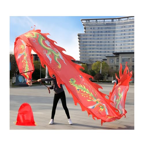 ZNQNDSR Dragon Poi Drachenband Poi für Fitness, Party, Bühnenaufführung, Requisiten-Set, Drachen-Poi mit Aufbewahrungstasche, chinesisches Schleifenband (rot) von ZNQNDSR