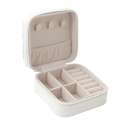 ZNTIHZ Schmuckkästchen 1 Stück einlagige Aufbewahrungsbox for Damen, Reisen, Leder, Schmuckschatulle, Klassische Aufbewahrungsbox Für Die Aufbewahrung Von Schmuck(White) von ZNTIHZ