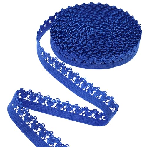 ZNZAKKA Blaues elastisches Spitzenband zum Nähen, Dessous, Kleidung, Verzierungen, 1,4 cm x 20 m von ZNZAKKA