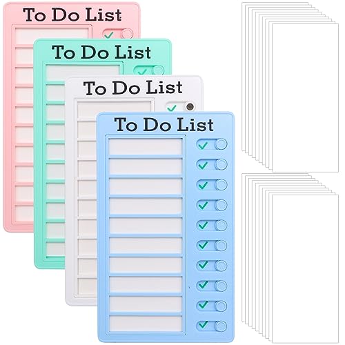 ZOCONE 4 Stück Aufgabendiagramm für Kinder, Checkliste mit 20 leeren Papier, abnehmbar, wiederverwendbar, Aufgabendiagramm für Erwachsene und Kinder, 4 Farben, Tagesplan, Memo-Checkliste für Zuhause, von ZOCONE