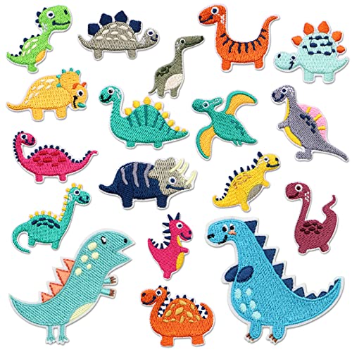 ZOCONE 18 Stück Patches Zum Aufbügeln Kinder, Flicken Zum Aufbügeln Kinder Dino, Bügelflicken Dinosaurier, Bügelbilder Zum Reparieren Von Kinderhosen Für Textilien DIY Jeans Jacken Und Hosen von ZOCONE