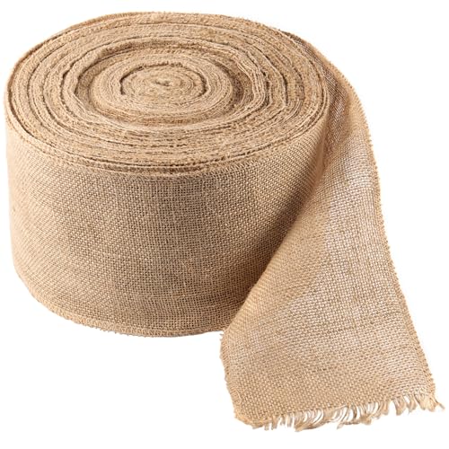 ZOENHOU 13 cm x 25 m Sackleinenband, Sackleinen-Stoffrolle, natürliche Jute-Sackleinenbandrolle für Tischdekoration, Party, Basteln von ZOENHOU