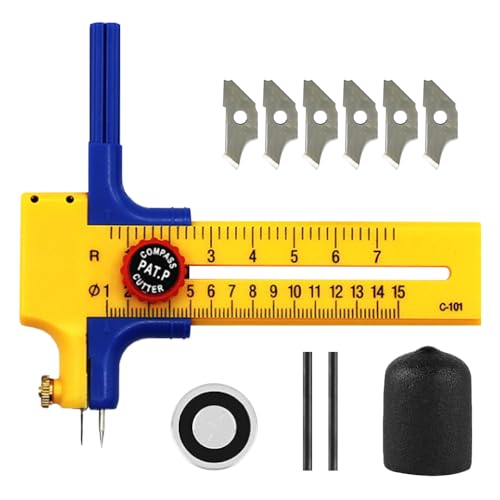 ZOESURE Kreisschneider Papier, Compass Kreisschneider von 1-15cm, Hochpräziser Zirkelschneider für saubere Kreise aus Kunststoff, für Handwerk, DIY und Schule von ZOESURE