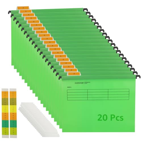 ZOFUN Hängemappen, A4, 244 x 314 mm, Hängemappen mit Wasserhahn, grüne Hängemappen, grüne Hängemappen für Büro, Schule, Ordner, Aufbewahrung, 20 Stück von ZOFORTY