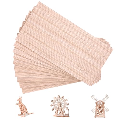 Holzart ZOFUN 10 Stück Holz Furnier Set 3mm, 30 X 15cm Sperrholzplatte 3mm Holzplatte Unbehandeltes Holz, Holzplatten zum basteln Holzmusterbretter für DIY-Holzmuster-Bastelmuster, Modellbau, Möbel von ZOFUN