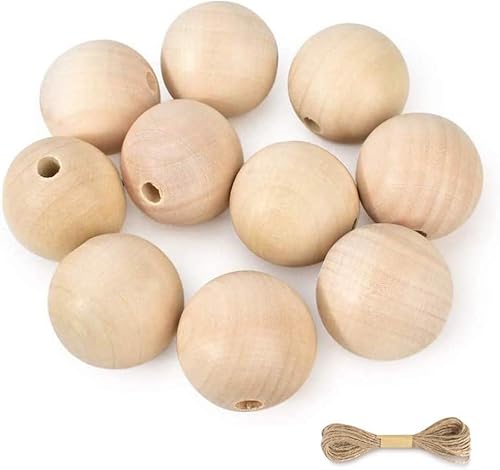 ZOFUN 100 Stück Holzkugeln mit Loch, Holzperlen 30cm Holzperlen zum Auffädeln mit Bastelseilen, Runde Holzkugeln Natur, Holzperlen zum auffädeln für Makramee Schmuck Herstellung (6mm) von ZOFUN