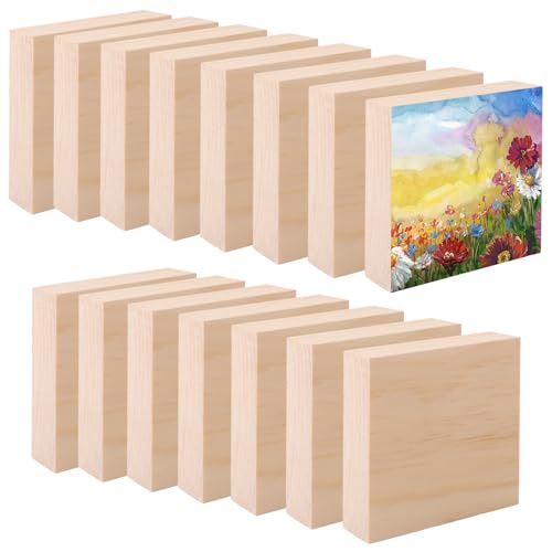 ZOFUN 15 Stück Unbearbeitete Holzblöcke zum Schnitzen, Holzklötzchen zum basteln, MDF-Holzplatte Holz quadratische Blöcke Handwerk Panels für Anfänger Profis Schnitzen Drechseln Basteln (10x10x2.5CM) von ZOFUN