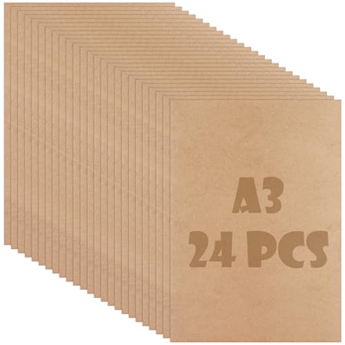 ZOFUN 24 Stück A3 MDF-Platte, 42 x 30 cm, MDF-Platte, zuschneidbar, mittlere Dichte, 2 mm MDF-Platten, A3, leere Hartfaserplatten, 3 mm für Lasergravur, DIY-Projekte, Malerei und Dekoration von ZOFUN