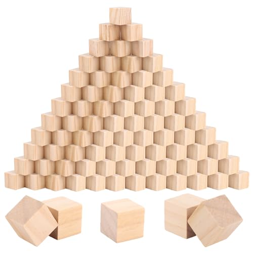 ZOFUN 80 Stück Kleine Holz Würfel,Holzwürfel 3x3x3cm Bastelwürfel, Unbehandelte Blanko Holzklötze, Holzblöcke Bauklötze zum Basteln, DIY, Stempel, Mathematik, Bausteine, Spielsteine, Puzzle von ZOFUN