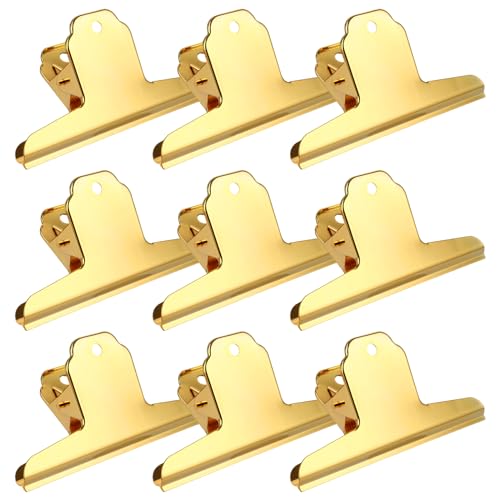 ZOFUN 9 Stück Gold Metal Bulldog Paper Clips, Edelstahl Large Binder Clips Clamp File Holder, Büroklammern Groß für Drawing Board, Malerei, Bilder, Fotos und Home Kitchen Office Supplies von ZOFUN