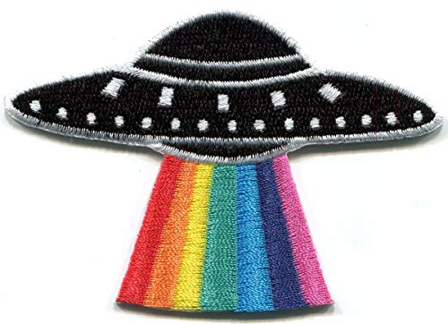 Rainbow UFO Alien LGBT Fliegende Scheibe DIY bestickte Applikation Bügelbild S-1620 von ZOKLU