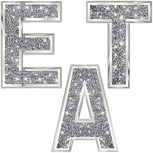 ZOLAPI 3 unabhängige Buchstaben "EAT.Glam Crystal Diamond Letters.Silver Mirror Glass Home Decoration for Wall, Kitchen,Living Room, Fireplace, Bookshelf and Table. von ZOLAPI