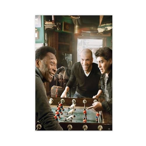 Leinwandposter Pele und Maradona und Zidane auf Leinwand, Poster, Wandkunst, Dekordruck, Gemälde für Wohnzimmer, Schlafzimmer, Dekoration, ungerahmt, 20 x 30 cm von ZOLULA