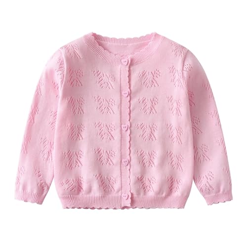 ZONABSQQ Strickjacke for Mädchen, Frühling, Herbst, Babypullover, Mantel, Baumwollgarn, Oberbekleidung, 1–6 Jahre(Pink,2T) von ZONABSQQ