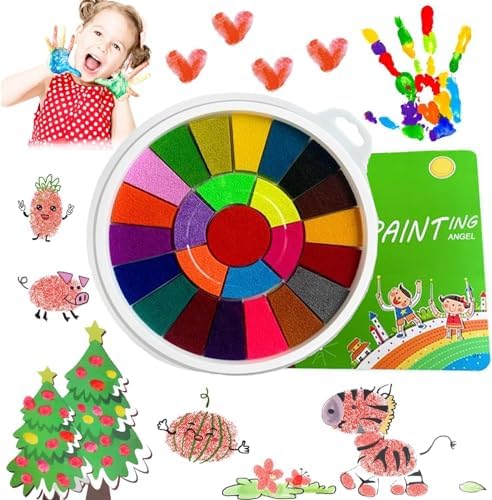 Fingermalerei Kit Kinder 25 Farben finger farben kit Abwaschbares Fingermalset DIY Malset Finger Stempelkissen Stempel mit Malbuch Fingerfarben für Kinder Jungen und Mädchen Stempelkissen Bunt von ZONGYUNYNOLE