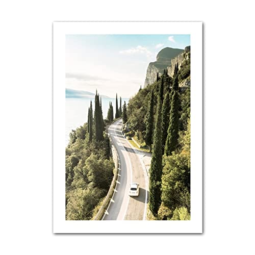 ZONJEE Zitronenbaum Blühende Tür Gardasee Straße Wand Kunstdrucke Papier Leinwand Malerei Modern Nordic Poster Decor Bilder for Wohnzimmer (Color : Canvas C, Size : 30x40cm No Frame) von ZONJEE