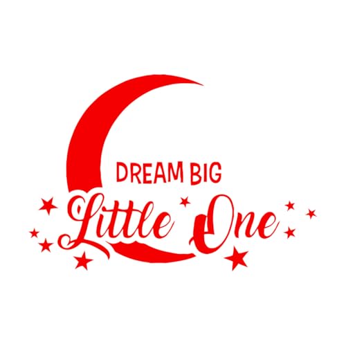 Dream Big Mond und Sterne Zitate Kinder Baby Feine Schnitzerei Aufkleber 48x70,7 cm Kunst Wandbild Malerei Groß Red von ZOOAN