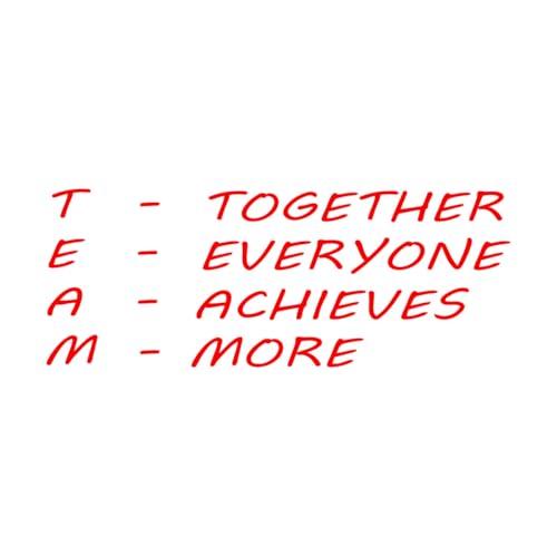 Gravur Sticker Motivation Spruch Worte Team Gemeinsam schafft jeder mehr inspirierende Buchstaben in 31,5x78,8cm Ausgestattet mit Transferfolie Set Groß Red von ZOOAN