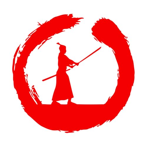 Gravuraufkleber, japanischer Samurai-Kriegerkreis, Enso, Zen, asiatisch, 54x55,2cm wasserfest, groß, Red von ZOOAN