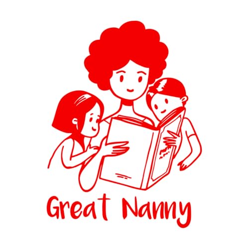 Gravuraufkleber „Great Nanny Books Reading“ für Kinderzimmer, 54x74,4cm fällt nicht ab, groß, Red von ZOOAN