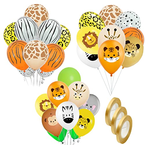 ZOOMPIL Dschungel Luftballons Tier Muster Latexballons, Waldtiere Party Dekoration Set, 30 Stück Tierdruck Latexballons, für Dschungel Thema Kinder Geburtstag Party Dekoration von ZOOMPIL
