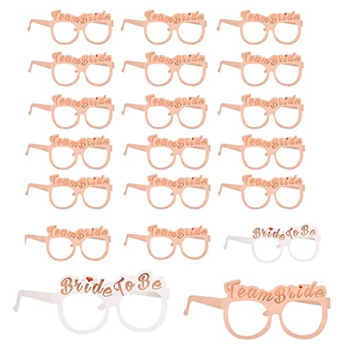 ZOOMPIL JGA Brille Team Braut, 2 Paar Weiß Bride to Be Brille + 18 Paar Champagner Team Bride Brille, JGA deko Accessoires, JGA Partybrillen für Hochzeitsfeier Wedding Party von ZOOMPIL