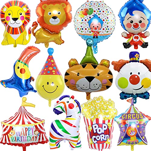 ZOOMPIL Riesen Zirkus Tiere Luftballons, Zirkus ClownLuftballons Set, Clown folienballon niedlichen Luftballons für Zirkus Karneval Urlaub Party Dekoration lieferungen (Multi) von ZOOMPIL