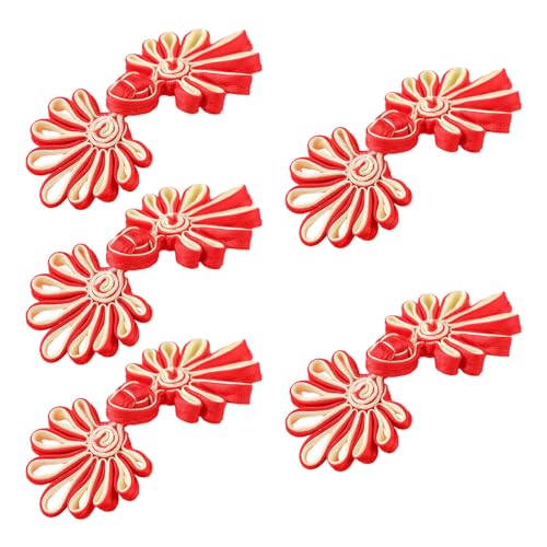 Froschverschlüsse for Nähen, 5 Paar chinesische Knotenknöpfe, Cheongsam-Knöpfe, chinesische Verschlussknöpfe, chinesische Verschluss-Nähknöpfe, 4,5 cm, (Gold)(Red and Yellow) von ZOOPH