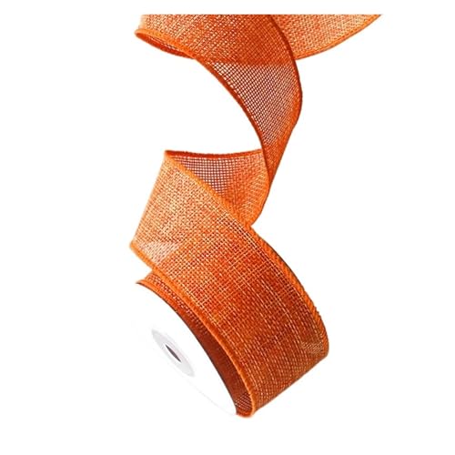 Juteband, Juteband mit Spitze, Juterolle, 4,5 m/Rolle, DIY-Stoffband, Juteband mit Drahtkante, Weihnachtsbaumband, Kranzschleifen, Bastelband, Geschenkverpackung (rot)(Orange) von ZOOPH