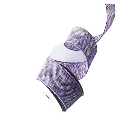 Juteband, Juteband mit Spitze, Juterolle, 4,5 m/Rolle, DIY-Stoffband, Juteband mit Drahtkante, Weihnachtsbaumband, Kranzschleifen, Bastelband, Geschenkverpackung (rot)(Purple) von ZOOPH